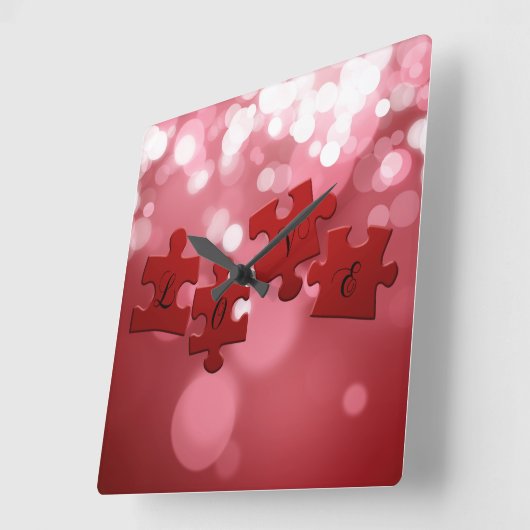 Love Script Puzzle PiElke Vierkante Klok (Hoek)
