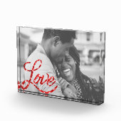 Love Script | Rode Glitter Moderne Kalligrafie Har Fotoblokken (Rechts)
