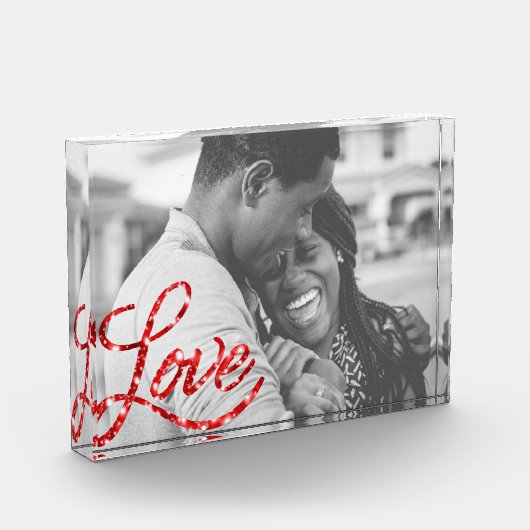 Love Script | Rode Glitter Moderne Kalligrafie Har Fotoblokken (Links)