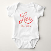 Love Script | Roze Glitter Star Sparkle Monogram Romper (Voorkant)