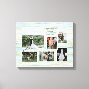 Love Script Rustic Beach Wedding Collage 6 Foto Canvas Afdruk