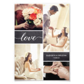 Love Script Rustic Wedding Photo Collage Foto Afdruk (Voorkant)