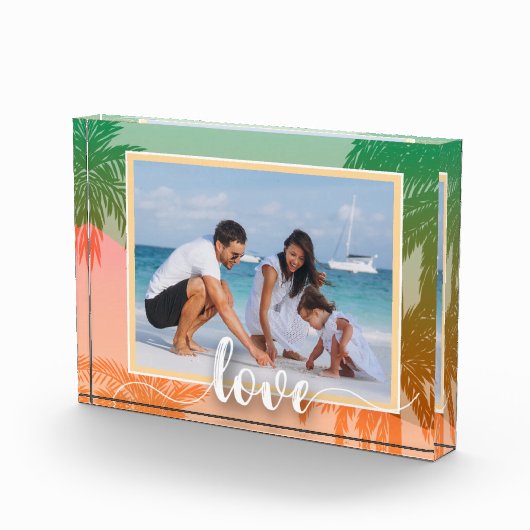 LOVE Script Tropical Palm Trees Fotoblokken (Rechts)