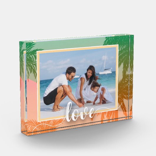 LOVE Script Tropical Palm Trees Fotoblokken (Links)