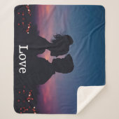 Love Script Trouwfoto Keepsake Sherpa Deken (Voorkant)