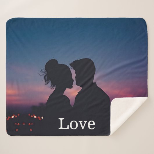 Love Script Trouwfoto Keepsake Sherpa Deken (Voorkant (horizontaal))
