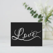 LOVE Script Typografie zwart elegant chic briefkaa Feestdagenkaart (Staand voorkant)