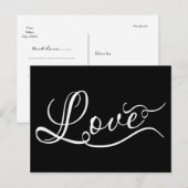 LOVE Script Typografie zwart elegant chic briefkaa Feestdagenkaart (Voorkant / Achterkant)