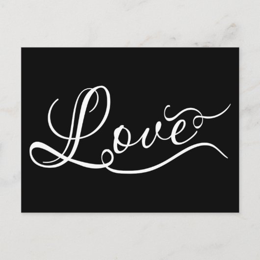 LOVE Script Typografie zwart elegant chic briefkaa Feestdagenkaart (Voorkant)