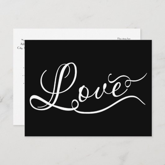 LOVE Script Typography black elegant chic Postcard Feestdagenkaart (Voorkant / Achterkant)