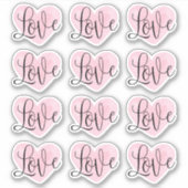 Love Script. Waterverf roze hart Valentijnsdag Sticker (Voorkant)