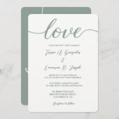 Love Script Weddenschap-typografie Sage Green Kaart (Voorkant / Achterkant)