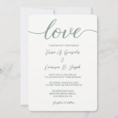 Love Script Weddenschap-typografie Sage Green Kaart (Voorkant)