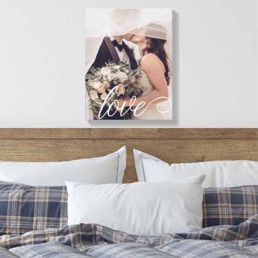 Love Script Wedding Canvas Afdruk (Insitu (Slaapkamer))