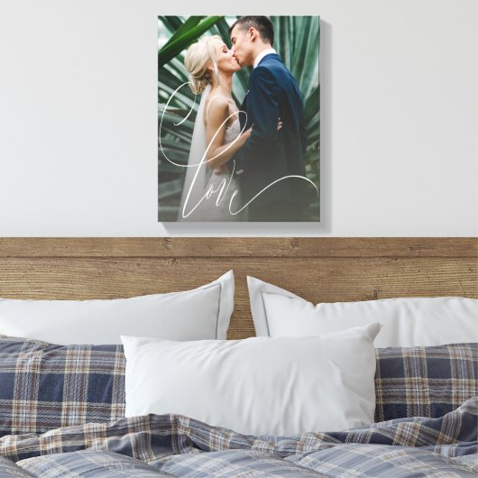 Love Script Wedding Canvas Afdruk (Insitu (Slaapkamer))