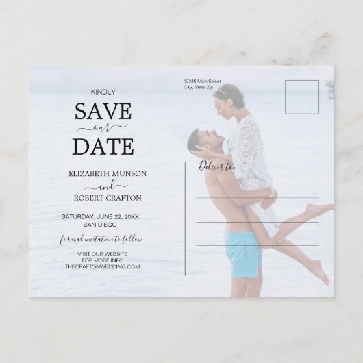 LOVE Script Wedding Photo Save the Date Aankondigingskaart (Achterkant)