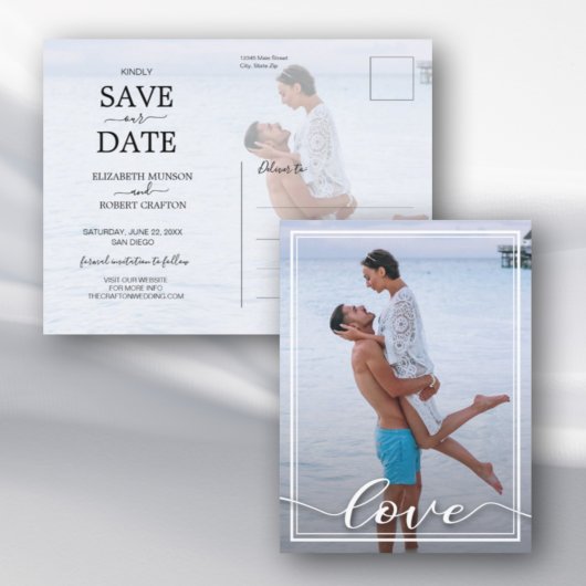 LOVE Script Wedding Photo Save the Date Aankondigingskaart