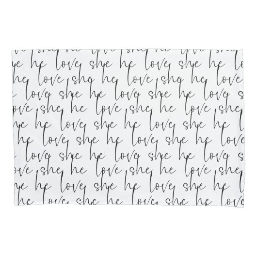 Love Script White Romantic Chic Kussensloop (Voorkant)
