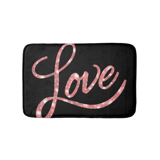 Love Script | Zwart en Roze Glitter Sterren Sparkl Badmat (Voorkant)