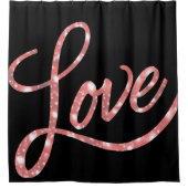 Love Script | Zwart en Roze Glitter Sterren Sparkl Douchegordijn (Voorkant)