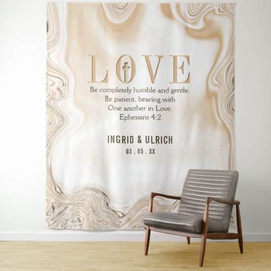 Love Scripting Ephesians 4:2 Wedding Backdrop Wandkleed (In situ)