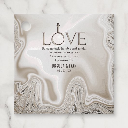 Love Scripting Verse Ephesians 4:2 Wedding Bedankjes Labels (Voorkant)