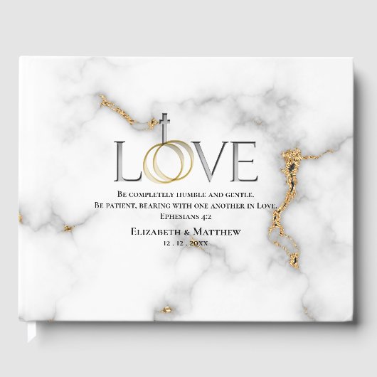 Love Scripting Verse Ephesians 4:2 Wedding Gastenboek (Voorkant)