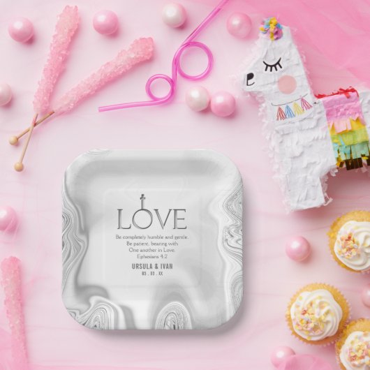 Love Scripting Verse Ephesians 4:2 Wedding Papieren Bordje (Feest)