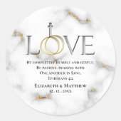 Love Scripting Verse Ephesians 4:2 Wedding Ronde Sticker (Voorkant)