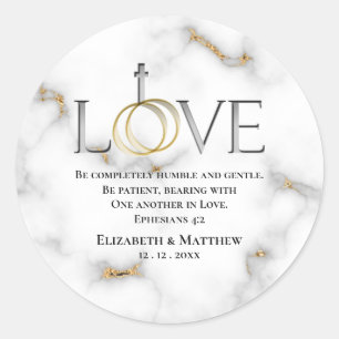 Love Scripting Verse Ephesians 4:2 Wedding Ronde Sticker