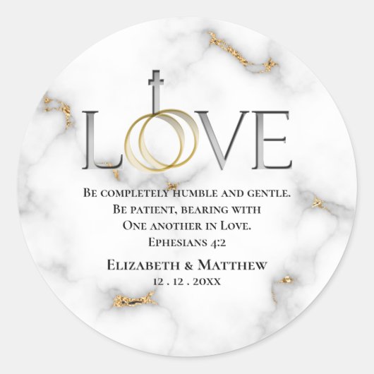 Love Scripting Verse Ephesians 4:2 Wedding Ronde Sticker (Voorkant)