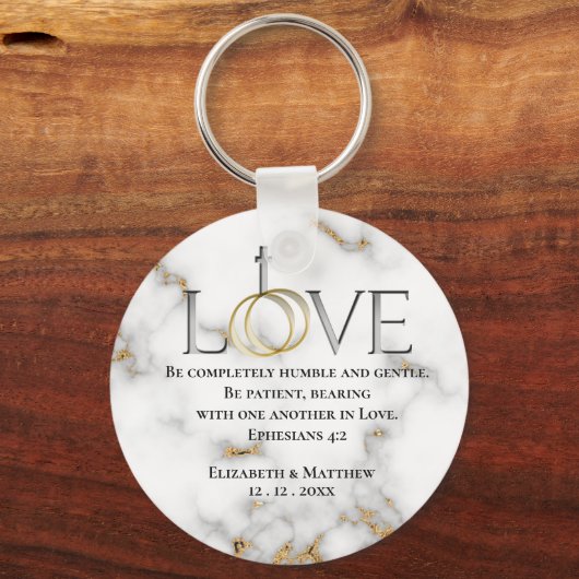 Love Scripting Verse Ephesians 4:2 Wedding Sleutelhanger (Voorkant)