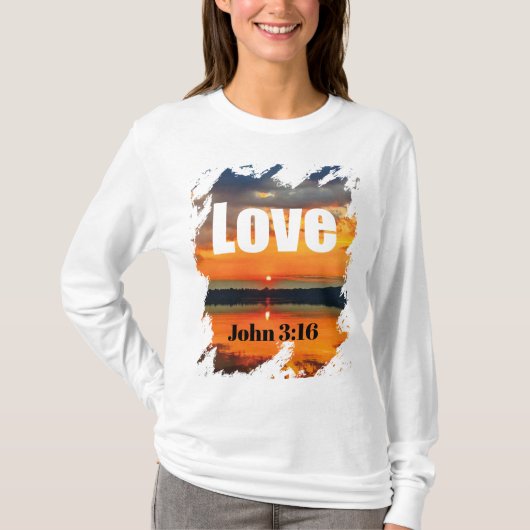 Love Scripture Glowing Sunset Over Water T-shirt (Voorkant)