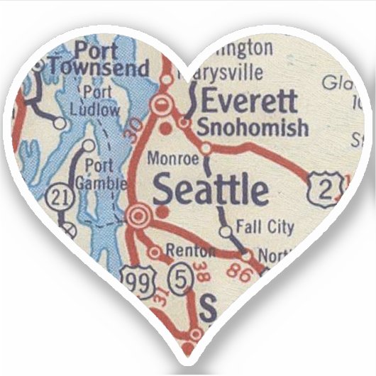 Love Seattle  Map Sticker (Voorkant)
