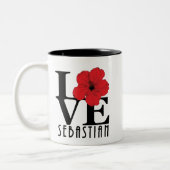 LOVE Sebastian 11oz Red hibiscus Tweekleurige Koffiemok (Links)