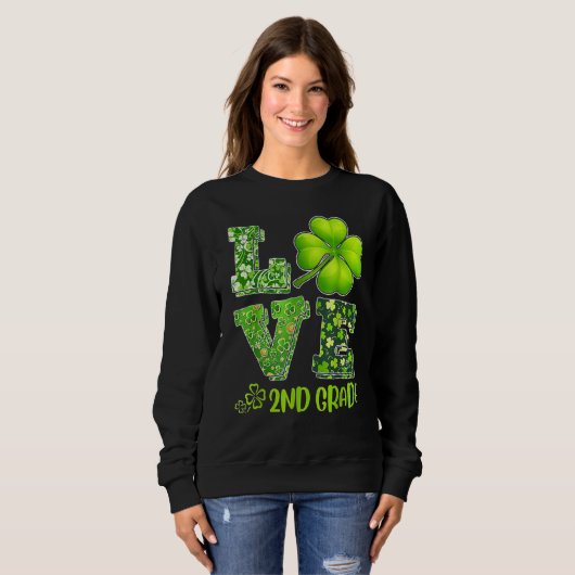 Love Second Grade Happy St Patrick S Day Irish 20 Trui (Voorkant volledig)