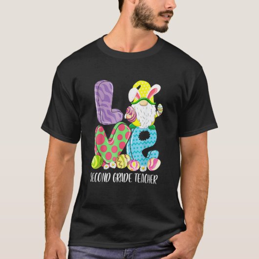 Love Second Grade Teacher Gnome Easter School Stud T-shirt (Voorkant)