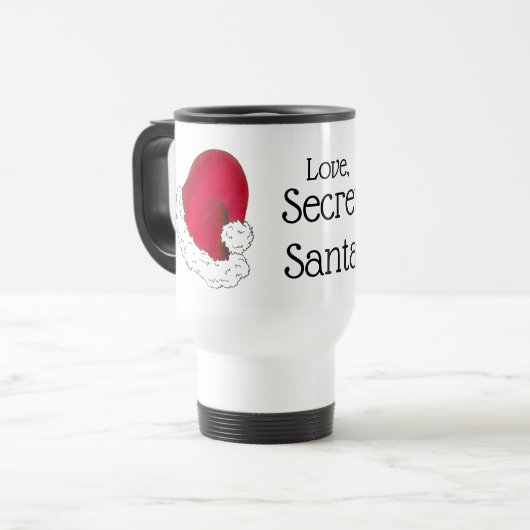 Love, Secret Santa Claus Merry-Kerstmis Red Xmas Reisbeker (Voorkant links)