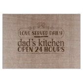 Love Served Daily Dad's Kitchen Open 24 uur Snijplank (Voorkant)