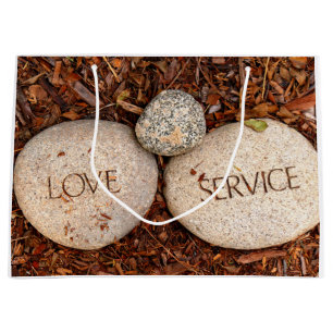 "Love" "Service" Spirituele Religieuze Stones Large Cadeautasje