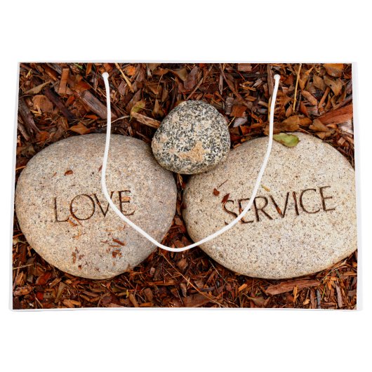 "Love" "Service" Spirituele Religieuze Stones Large Cadeautasje (Voorkant)