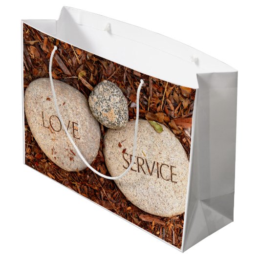 "Love" "Service" Spirituele Religieuze Stones Large Cadeautasje (Achterkant Gekanteld)