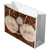 "Love" "Service" Spirituele Religieuze Stones Large Cadeautasje (Voorkant Gekanteld)
