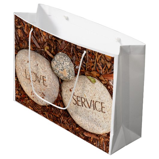 "Love" "Service" Spirituele Religieuze Stones Large Cadeautasje (Voorkant Gekanteld)