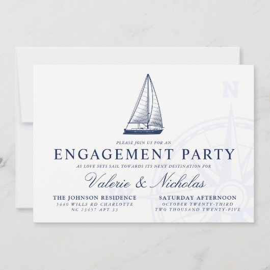 Love Set Sail | Nautical Engagement Party nodigt u Kaart (Voorkant)