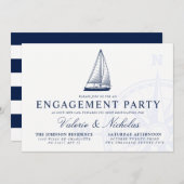 Love Set Sail | Nautical Engagement Party nodigt u Kaart (Voorkant / Achterkant)