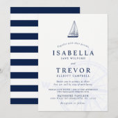 Love sets Sail Nautical Wedding Invitation Kaart (Voorkant / Achterkant)
