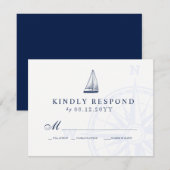 Love Sets Zeilboot Nautische Bruiloft Marine RSVP (Voorkant / Achterkant)
