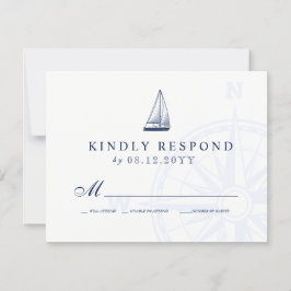 Love Sets Zeilboot Nautische Bruiloft Marine RSVP Kaartje