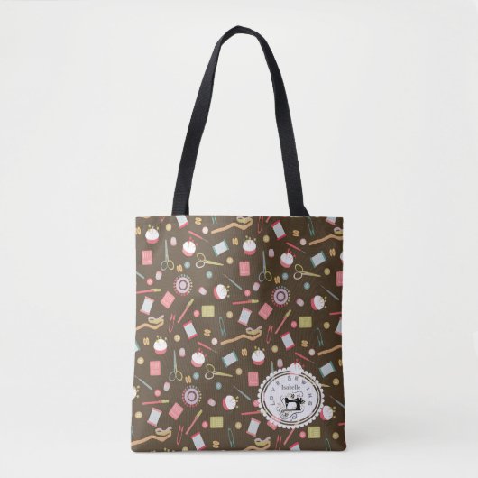 Love Sewing Accessoires Brown Tote Bag (Voorkant)